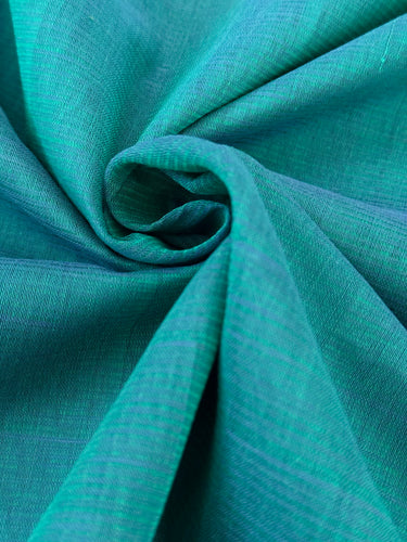 Handwoven Mangalgiri Cotton Saree | Peacock Blue Green | Gold Zari | Handwoven | Ships from California